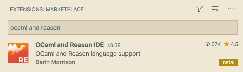 OCaml and Reason IDE extension