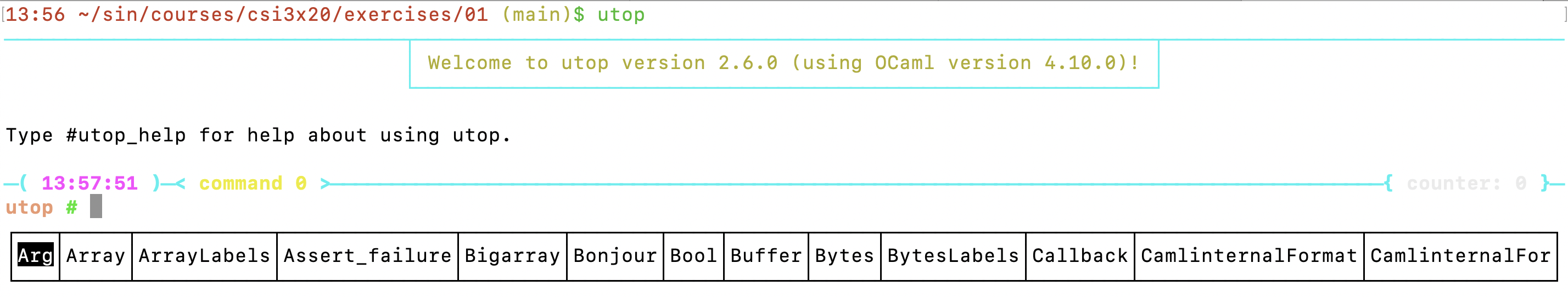 Running utop