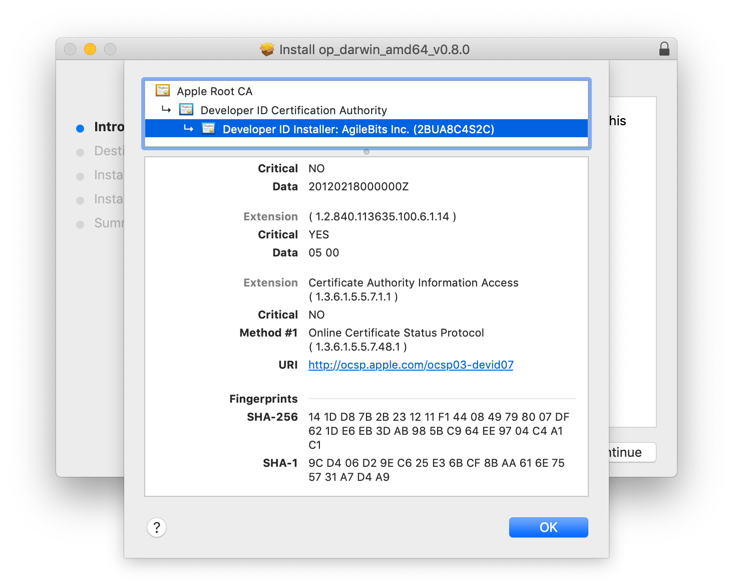 Verify Mac Package fingerprint